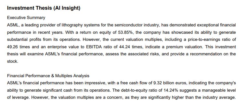 Equity research report generated in 2 minutes with sensitivity analysis table